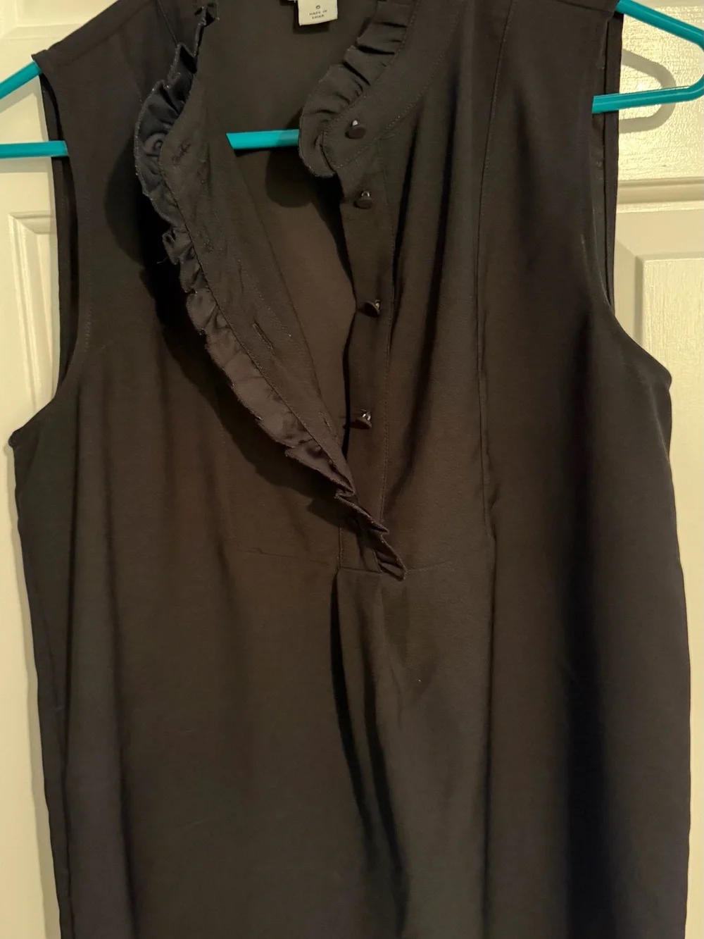 J. Crew Black Sleeveless Ruffle-Trim V-Neck Camisole